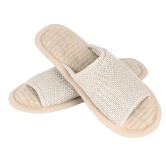 Slip-in tofflor i ull-lin