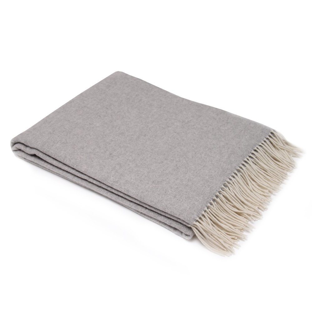 Pläd merino/kashmir DORA, ljus grå