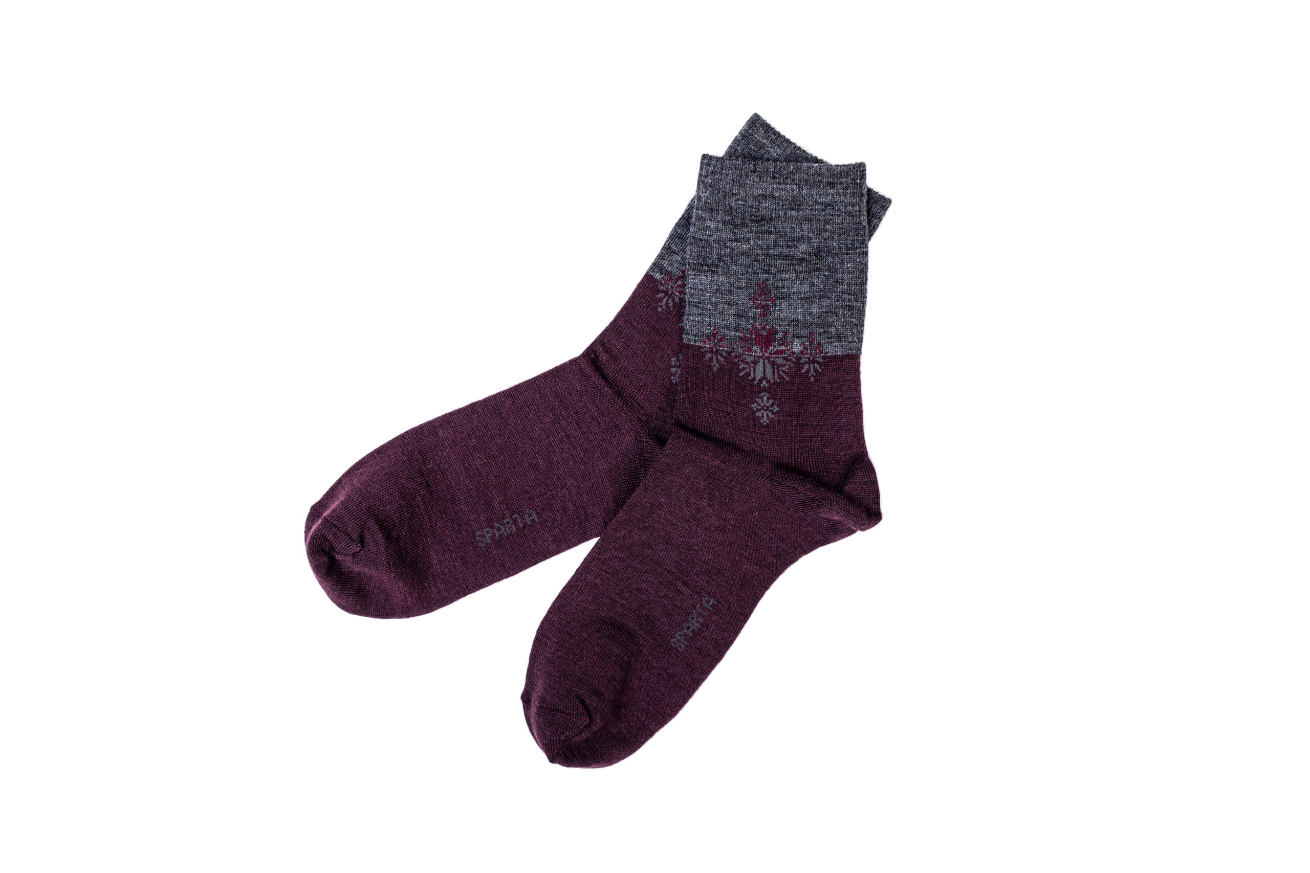 DAM strumpor, 71% ull, vinröd/grå - Bild 3