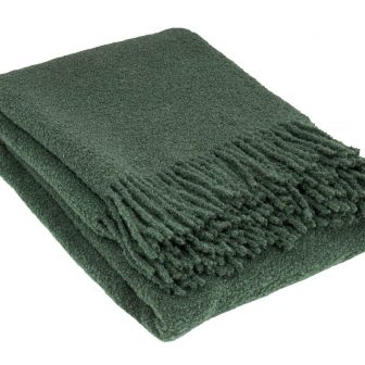 Ullpläd BOUCLE, mörk grön