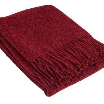 Ullpläd BOUCLE, vinröd