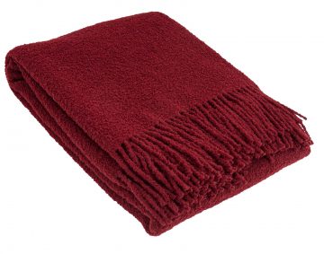 Ullpläd BOUCLE, vinröd