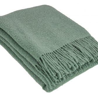 Ullpläd BOUCLE, rökig grön