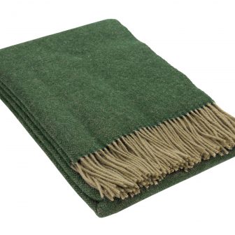 Ullpläd, mellanmörk beige/mörk grön
