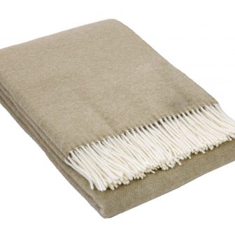 Ullpläd, vit/mellanmörk beige
